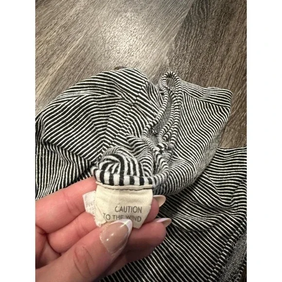 Caution To The Wind Black White Striped Button Front Midi Dress Small - Picture 4 of 5